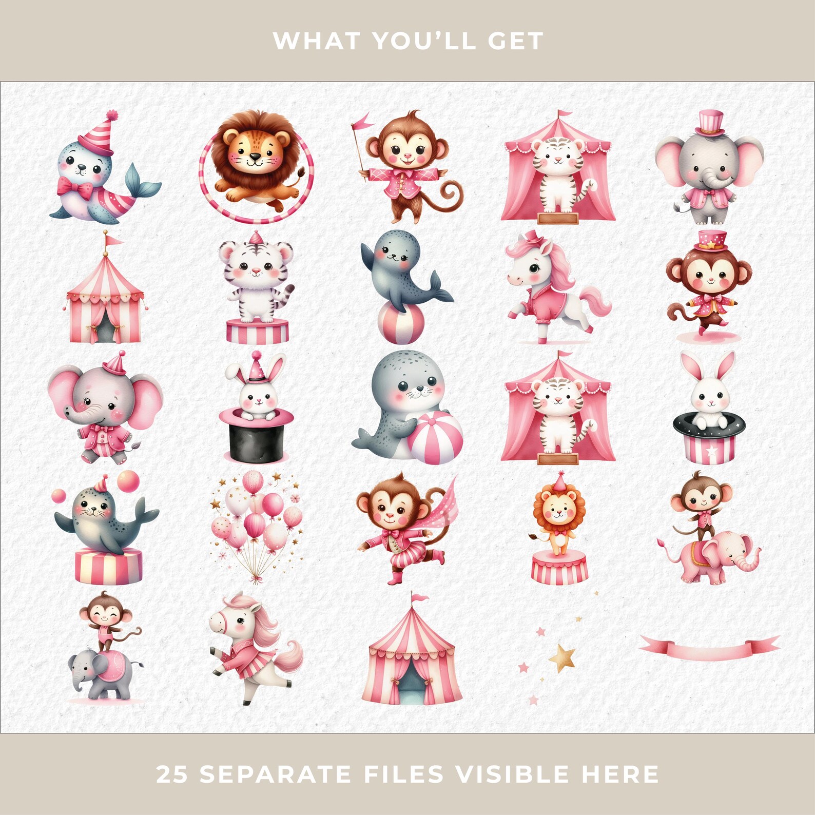 Pink Circus Clipart Watercolor PNG Circus Tent Nursery Decor Circus ...