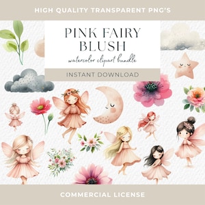 Fée rose papillon Clipart fée jardin Clipart fleurs clipart 38 fichiers png avec fond Transparent champignon rose floral lunatique