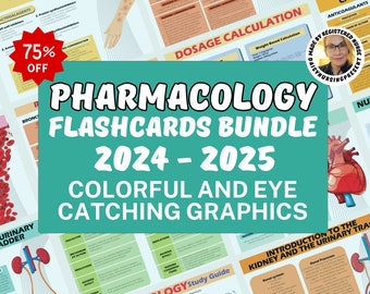 Pharmacology Flashcards Bundle, Nursing Pharmacology Printable, Pharmacology Notes, Instant Download, Revision Cards for Nursing