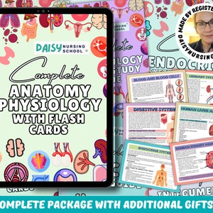 Volledige anatomie en fysiologie 150+ pagina's met FLASHCARDS verpleegbundel, anatomiestudiegids, anatomienotities, fysiologienotities, A en P