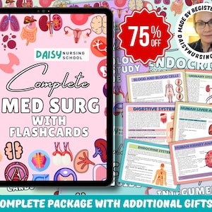 Med Surg Nursing Study Guide Bundle with Flashcards (Digital Download)