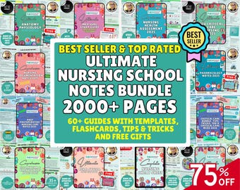Nursing School Notes Bundle: 60+ Guides, Templates (Digital Download)