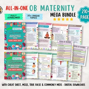 Puede incluir: Un paquete completo de estudio de maternidad y obstetricia de más de 210 páginas, con ilustraciones anatómicas coloridas, notas de enfermería, hojas de referencia y tablas de contenido. La descarga digital incluye más de 20 temas únicos, cuestionarios médicos e información sobre medicamentos.
