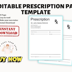 Prescription Pad Template, Medical Prescription, Prescription Design, Prescription Notepad, Doctor Prescription, Prescription Form CANVA image 2