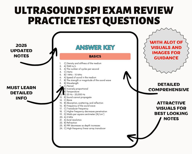 Ultrasound Physics SPI Exam Study Guide (digital Download) - Etsy