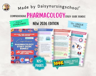 Pharmacology Study Guide with Flashcards: Nursing Notes, 2026 Edition Hyperlinked (Digital Download)