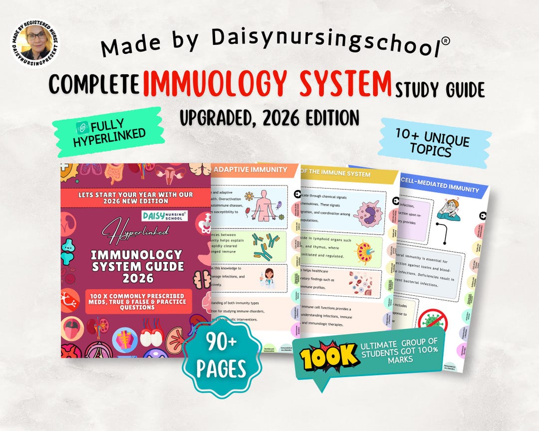 Immune Study Guide Immunology Nursing Notes: Immune System Study Guide, UPGRADED ...