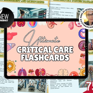 Critical Care Nursing Flashcards: Med Surg ICU Study Guide (Digital Download)