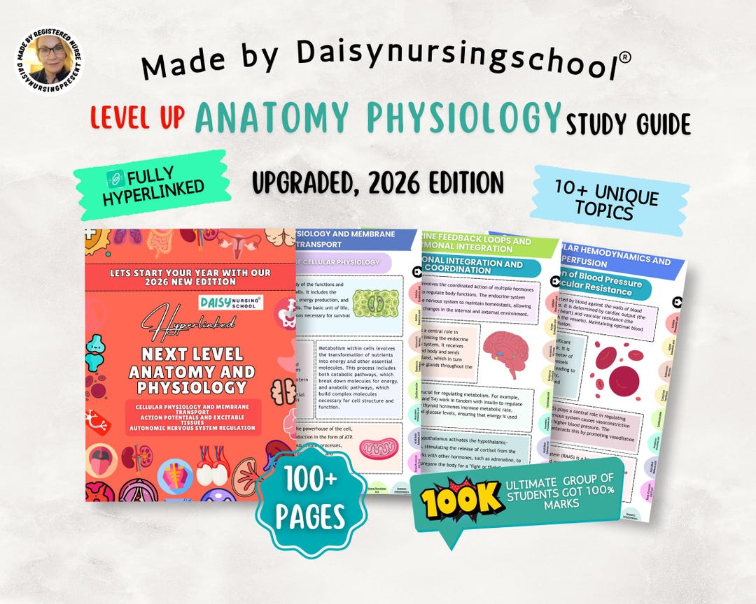 LEVEL UP Anatomy and Physiology Study Guide Bundle, 100+ Pages ...