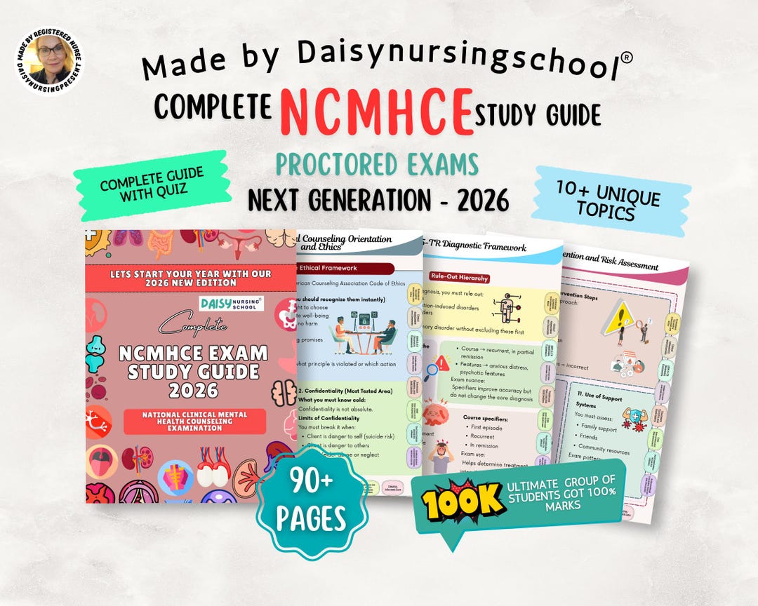 NCMHCE Study Guide. Mental Health Counseling Exam, 90+ Pages. 2026 Hyperlinked (PDF) - Etsy