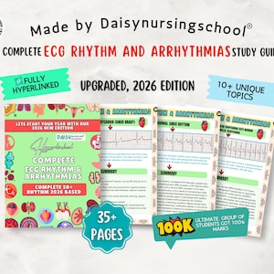 ECG Rhythm & Arrhythmias Study Guide: Nursing School EKG Cheat Sheet (Digital Download)