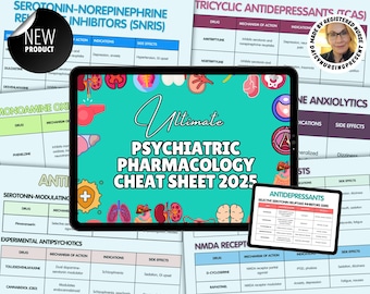 Psychiatric Pharmacology Cheat Sheet: Nursing Student Study Guide (45+ Pages)