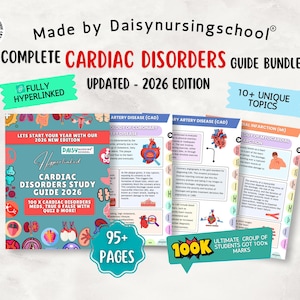 Cardiac Disorders Nursing Notes 2026: 15+ Disorders, Med Surg Study Guide, Hyperlinked (Digital Download)