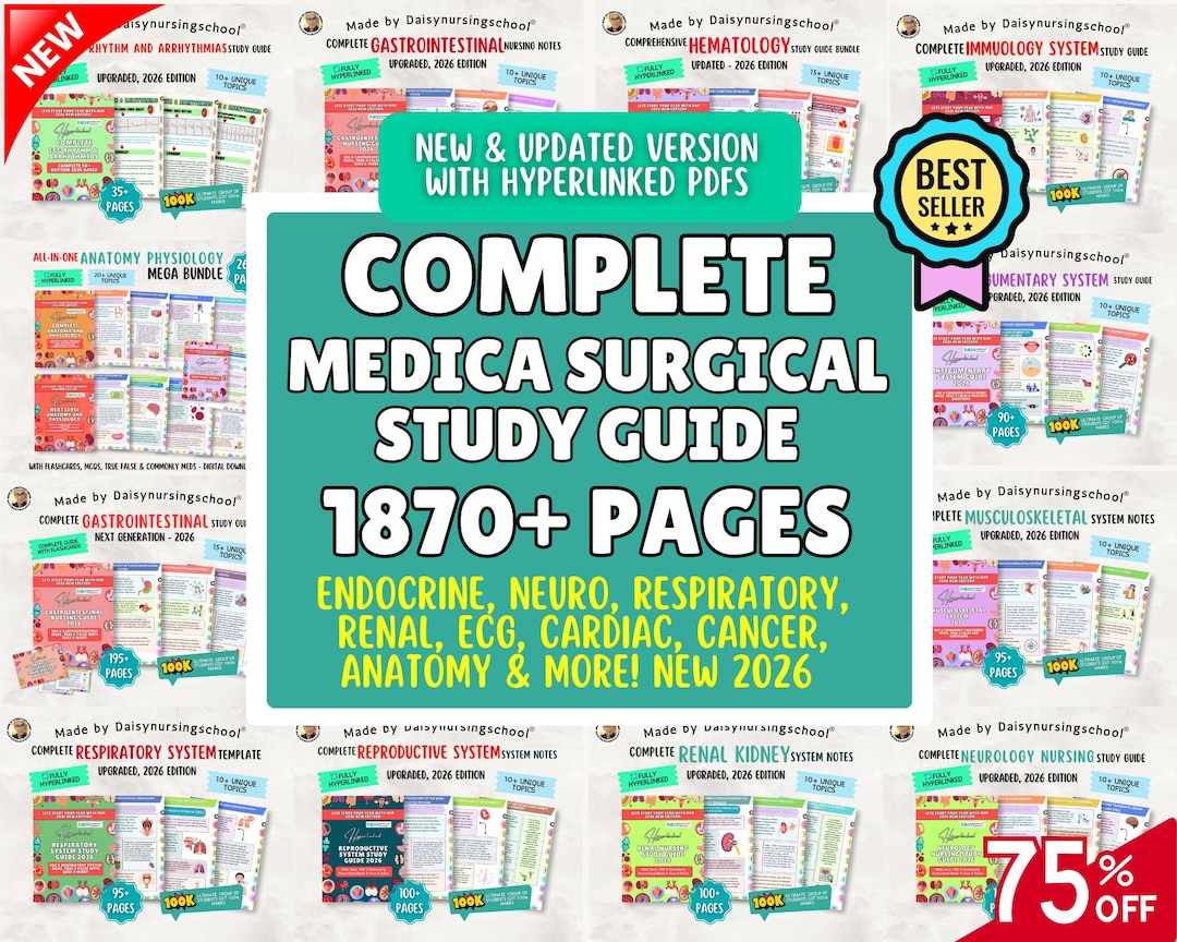 Comprehensive Med Surg Nursing Study Guide Bundle, 1870+ Pages, 20 ...