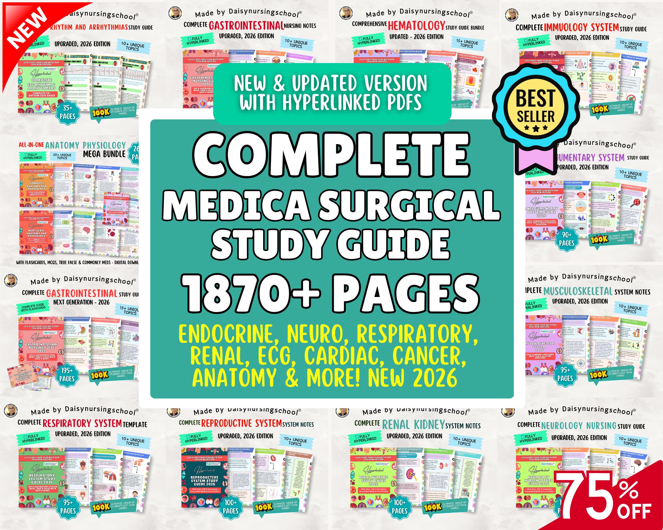 Comprehensive Med Surg Nursing Study Guide Bundle, 1870+ Pages, 20 ...