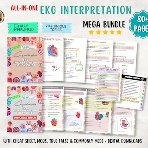 EKG Interpretation Nursing Study Guide, Cardiac Rhythms Cheat Sheet, NEW Edition (Digital Download)