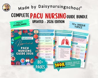 PACU Nursing Guide 2026, Meds, Tips, Tricks, 80+ Pages Hyperlinked (Digital Download)