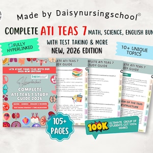 ATI TEAS 7-studiegids 2026: voorbereidingsexamen verpleegkunde, engels, wiskunde, wetenschap met hyperlinks (digitale download)