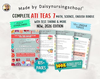 Guide d'étude ATI TEAS 7 2026 : préparation à l'examen d'infirmière, anglais, mathématiques, sciences avec hyperlien (téléchargement numérique)
