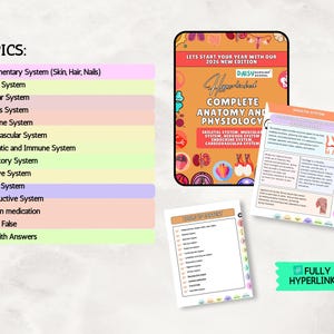 Anatomy & Physiology Study Guide, Upgraded, Hyperlinked Nursing Notes Bundle (Digital Download) image 2