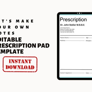 Prescription Pad Template, Medical Prescription, Prescription Design, Prescription Notepad, Doctor Prescription, Prescription Form CANVA image 3