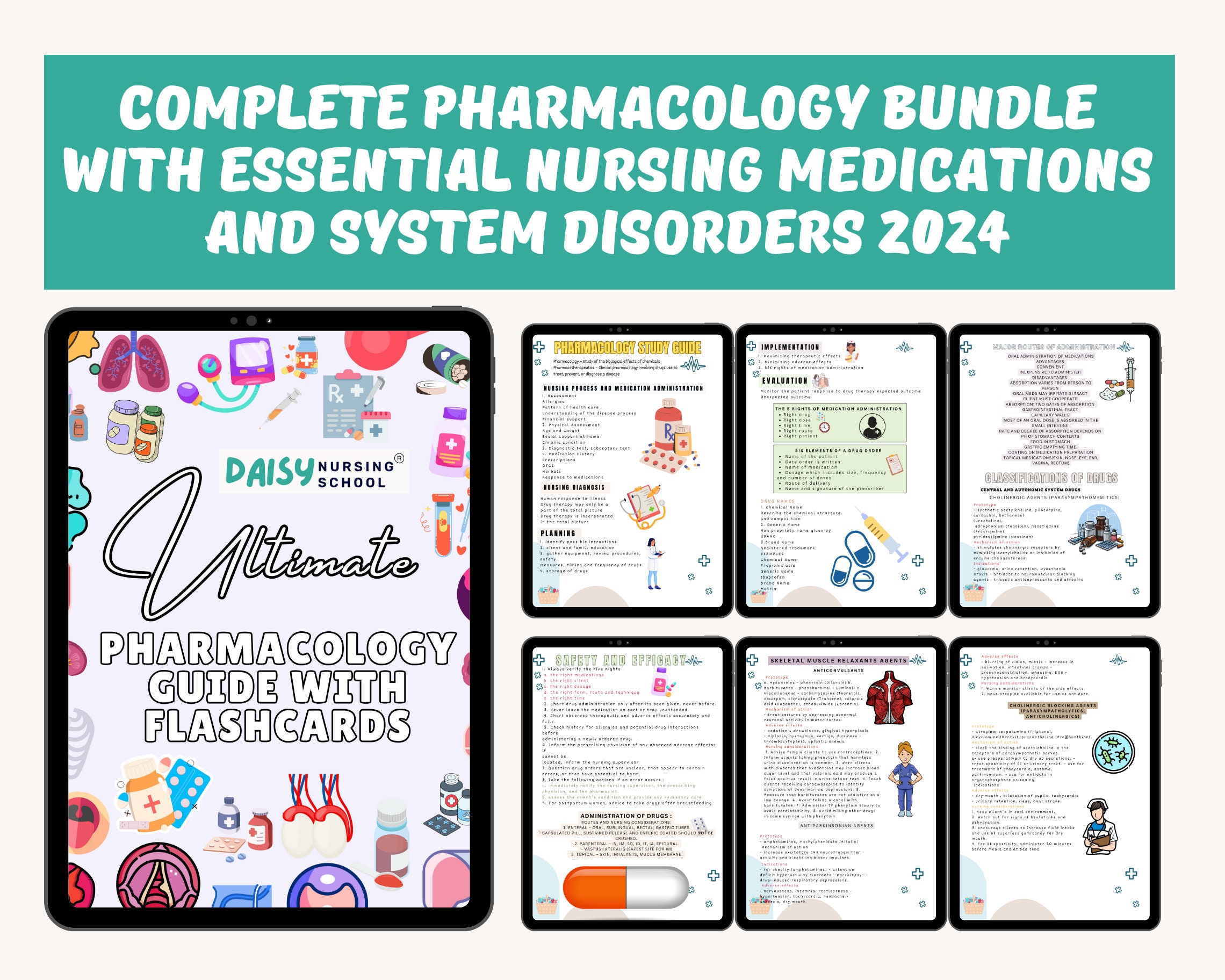 Pharmacology Study Guide With FLASHCARDS, Pharmacology Notes, Nursing ...