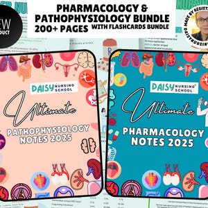 Pathophysiology & Pharmacology Nursing Study Guide Bundle Perfect for Nursing Students, Nursing Notes, Nursing School Notes, Pharmacology