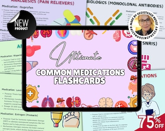 Medication Flashcards: NCLEX Nursing School Study Guide (Digital Download)