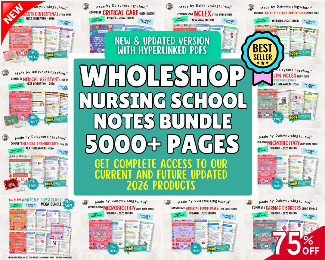 Nursing School Notes Bundle, 5000+ Pages, Study Guides, Hyperlinked ...