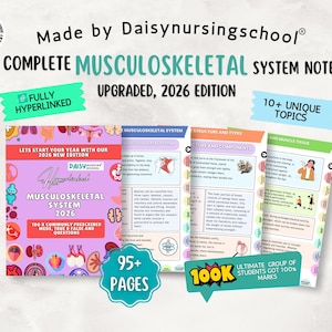 Muskuloskelettale Anatomie Notizen: Skelettsystem Studienführer, AKTUALISIERT 2026, 10+ Themen, 95+ Seiten mit Hyperlink (digitaler Download)