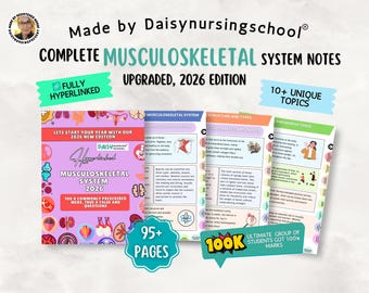Notes sur l'anatomie musculo-squelettique : guide d'étude du système squelettique, mise à jour en 2026, plus de 10 sujets, plus de 95 pages avec liens hypertexte (téléchargement numérique)