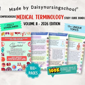 Medical Terminology Study Guide: Prefixes, Suffixes, 15+ Topics, Hyperlinked, 2026 (Digital Download)