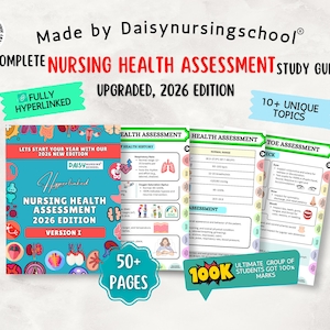 VERBETERDE Bundel Nursing Health Assessment, studiegids en aantekeningen met hyperlink, compleet en geavanceerd 2026