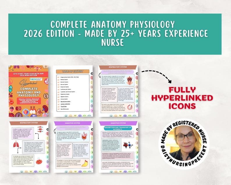 Anatomy & Physiology Study Guide, Upgraded, Hyperlinked Nursing Notes Bundle (Digital Download) image 10