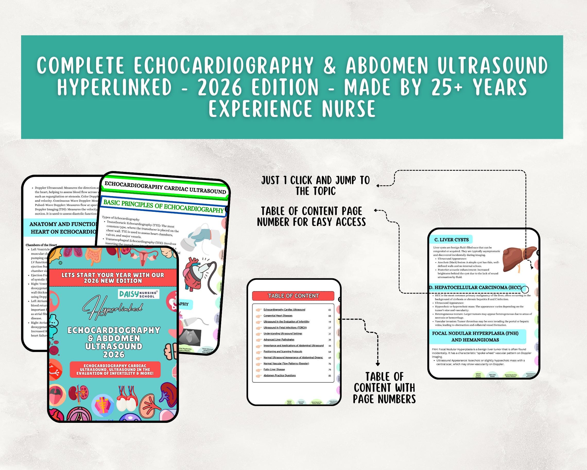 Echocardiography Cardiac and Abdomen Ultrasound Study Guide, Complete ...