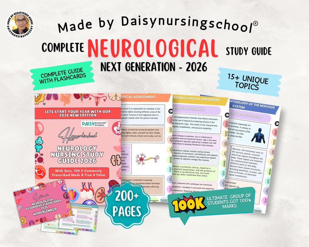 Neurology Nursing Study Guide: Neuro System Notes, 200+ Pages UPGRADED ...