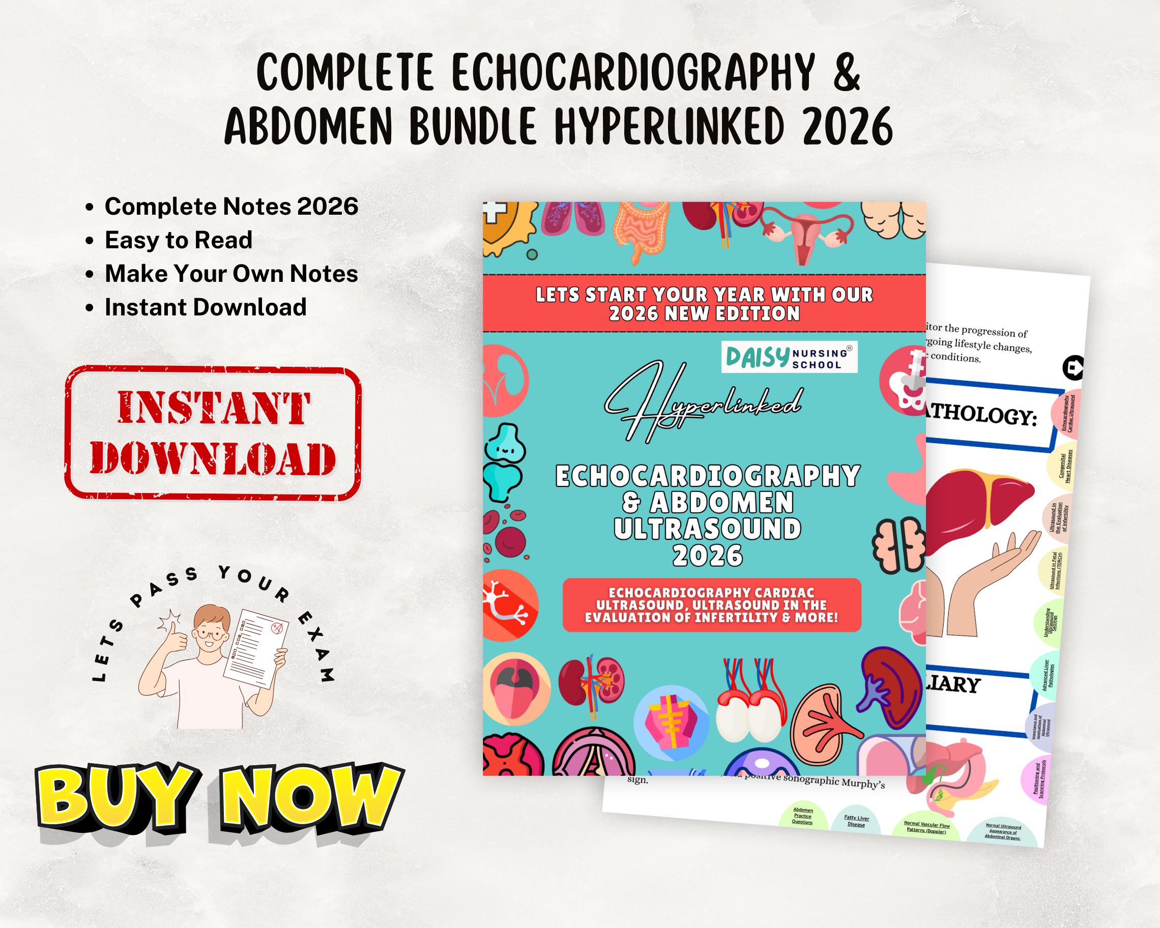 Echocardiography Cardiac and Abdomen Ultrasound Study Guide, Complete ...