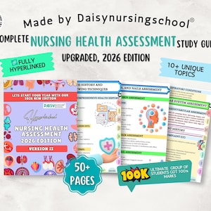 Nursing Health Assessment, 15+ onderwerpen, 55+ pagina's, studiegids verpleegkunde, voltooid en gevorderd tot 2026