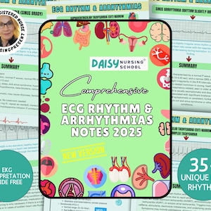 ECG Rhythm & Arrhythmias Study Guide: Nursing School EKG Cheat Sheet (Digital Download)
