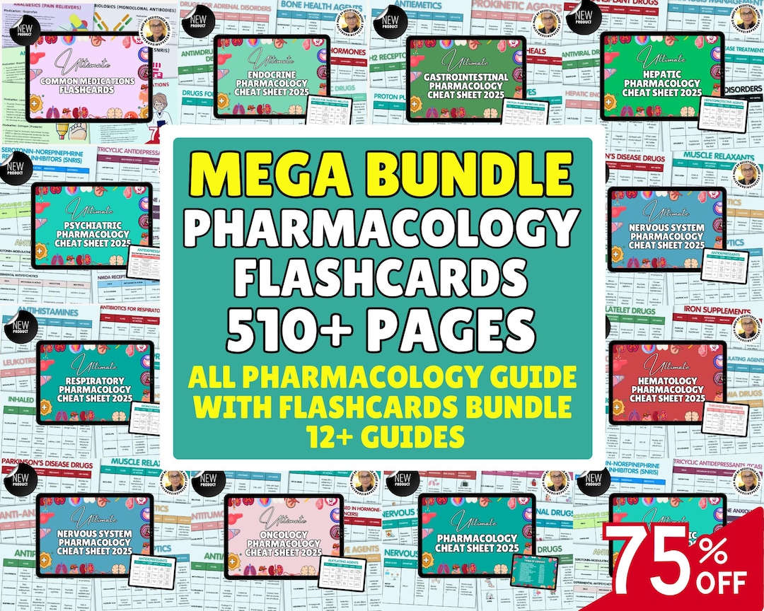 Pharmacology Study Guide MEGA Bundle: Flashcards, Cheat Sheets (digital ...