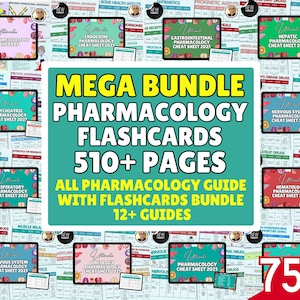 Farmakologistudieguide MEGA-paket: Flashcards, fusklappar (digital nedladdning)