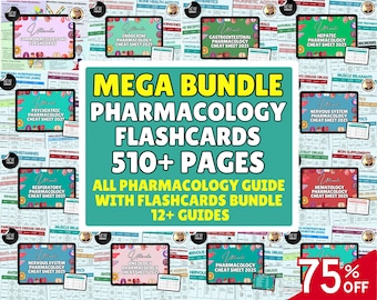 Pharmacology Study Guide MEGA Bundle: Flashcards, Cheat Sheets (Digital Download)