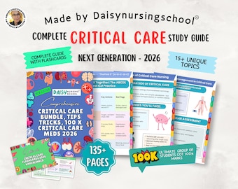 Critical Care Nursing Notes Bundle, ICU Meds, Study Guide, Hyperlinked 2026 (Digital Download)