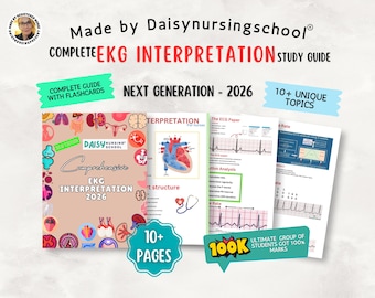 EKG Interpretation Nursing Study Guide, Cardiac Rhythms Cheat Sheet, 2026 Edition (Digital Download)