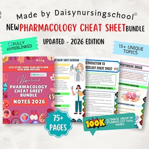 Cheatsheetbundel verpleegfarmacologie, editie 2026, hyperlink, 70+ pagina's (digitale downloads)
