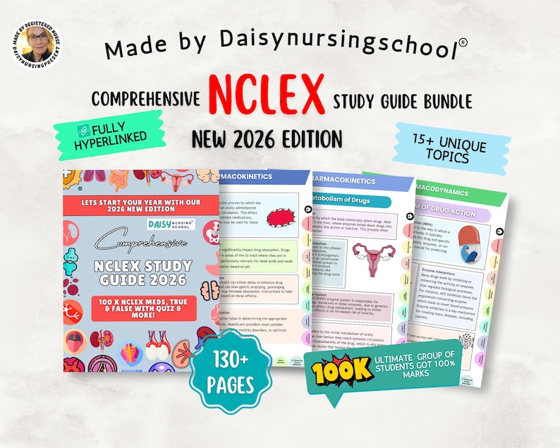 NEW Complete NCLEX Study Guide Bundle: Nursing Notes, Hyperlinked (Digital Download) image 1