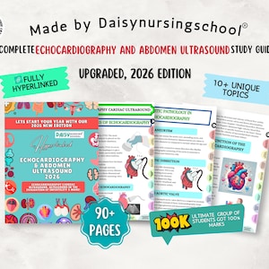 Echokardiografia, ultrasonografia serca i jamy brzusznej – przewodnik do nauki, wersja kompletna i rozszerzona, hiperłącza, ponad 90 stron, 2025-26