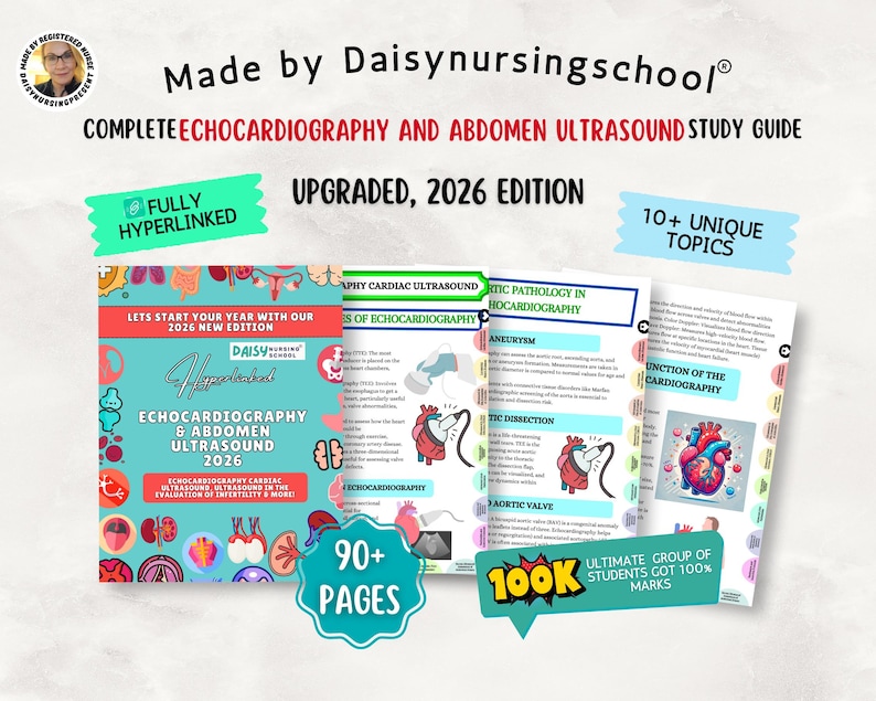 Echocardiography Cardiac and Abdomen Ultrasound Study Guide, Complete ...