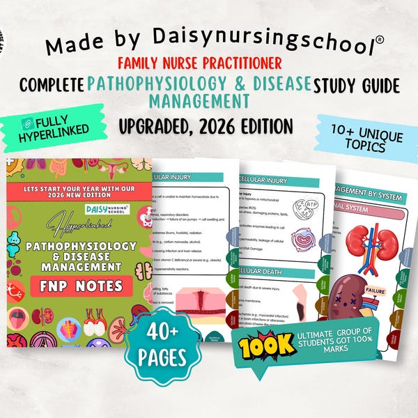 FNP Pathophysiology & Disease Management Study Guide, UPGRADED 2026, Hyperlinked, (PDF)