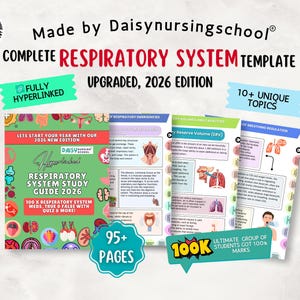 Respiratory System Study Guide: Nursing Notes, Meds & Quiz (Digital Download)